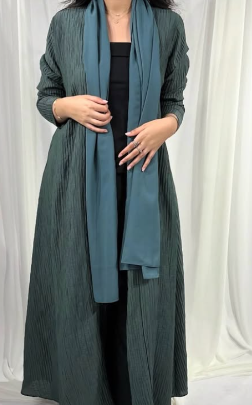The Pine Crinkle Silk Abaya