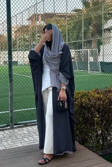 The Charcoal Chiffon Open Abaya & Dove Shayla